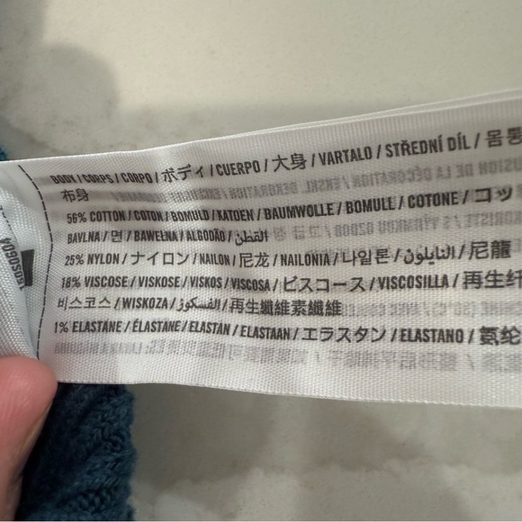 Abercrombie & Fitch Ribbed V-Neck Knit Sweater Body Suit Women’s Large Teal Blue - Picture 9 of 9